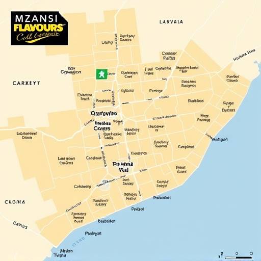 Map showing the location of Mzansi Flavours in Claremont, Cape Town
